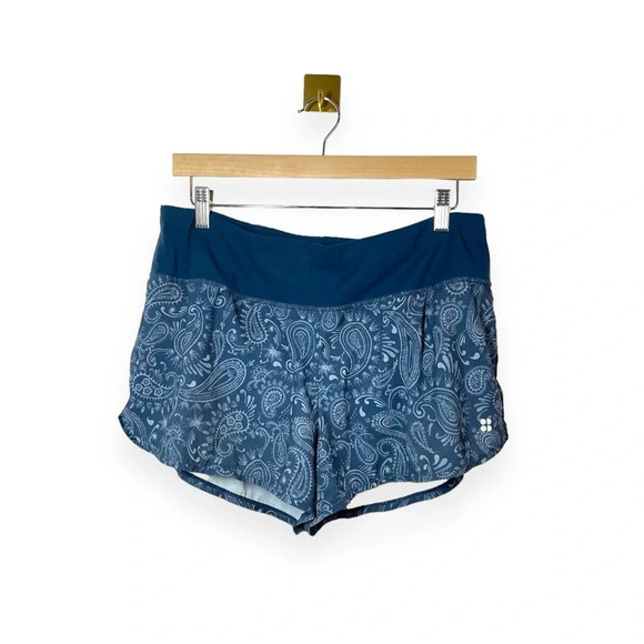Sweaty Betty Women’s Paisley Athletic Running Shorts in Blue Size L - Picture 1 of 9